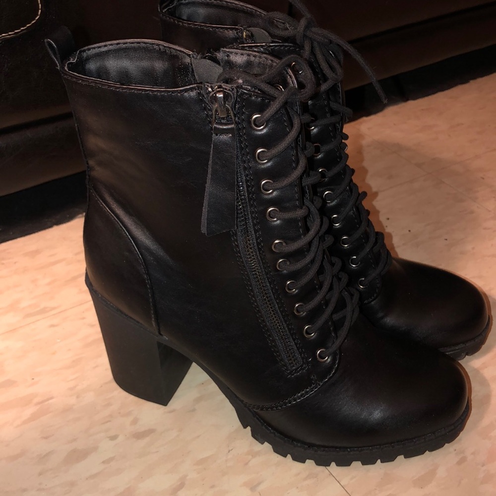 Black Lace-Up Combat Boots